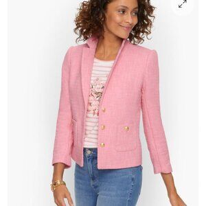 Talbots NWOT Pink Tweed Blazer Gold Buttons Lady Jacket Size 10